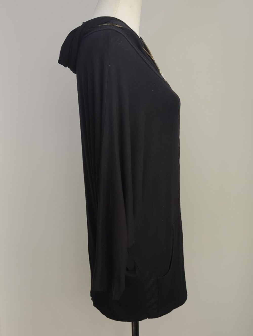 Love Culture Lightweight Black Oversized Hooded Batwing Half-Zip Tunic LARGE - Picture 10 of 15